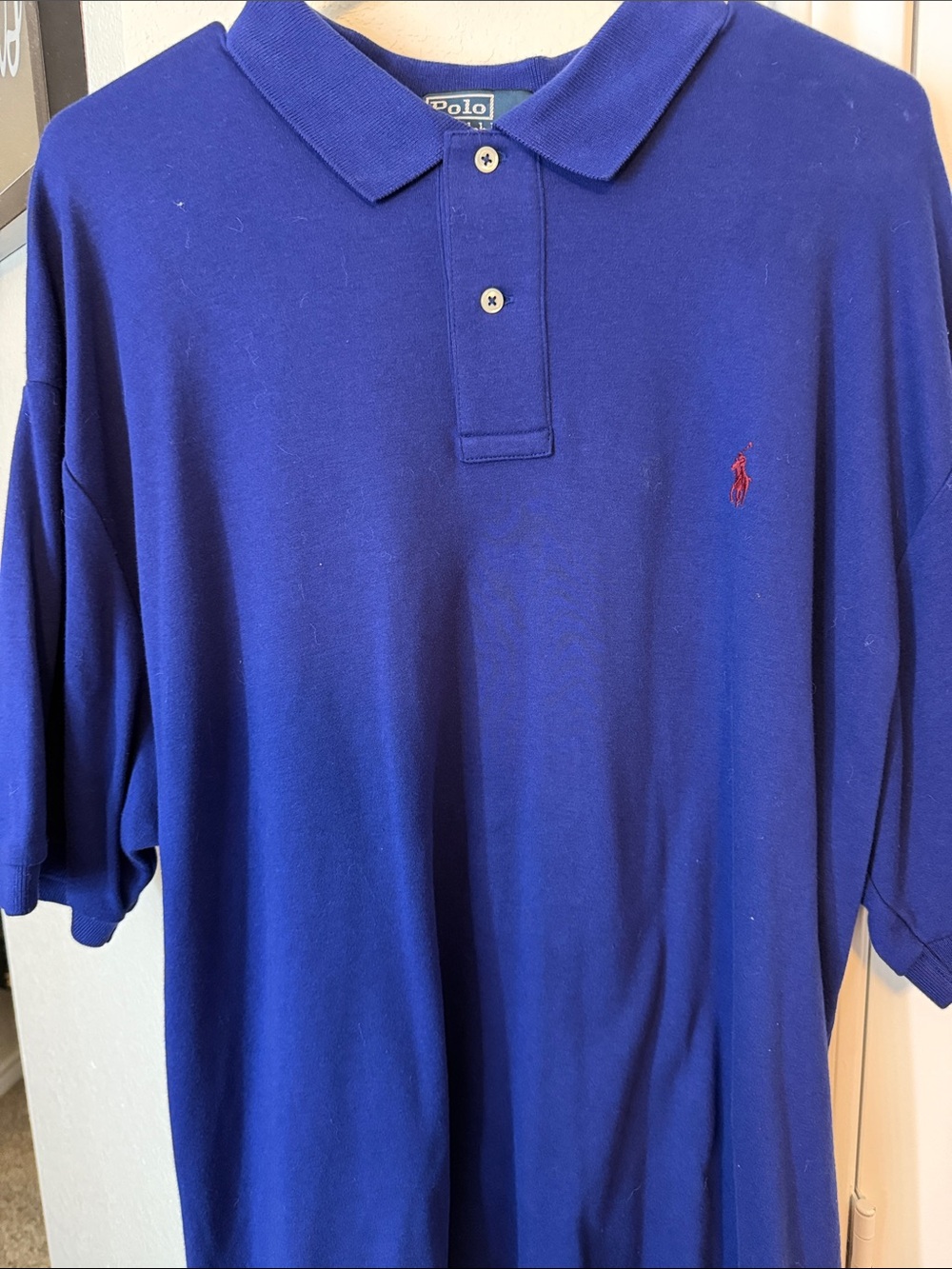 Polo by Ralph Lauren Men’s Cobalt Blue Short-Sleeve Polo with Red Pony